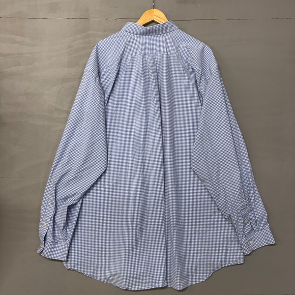 Polo Ralph Lauren Gingham Check Button Down Shirt Men's 4XLT Blue White - Picture 3 of 4